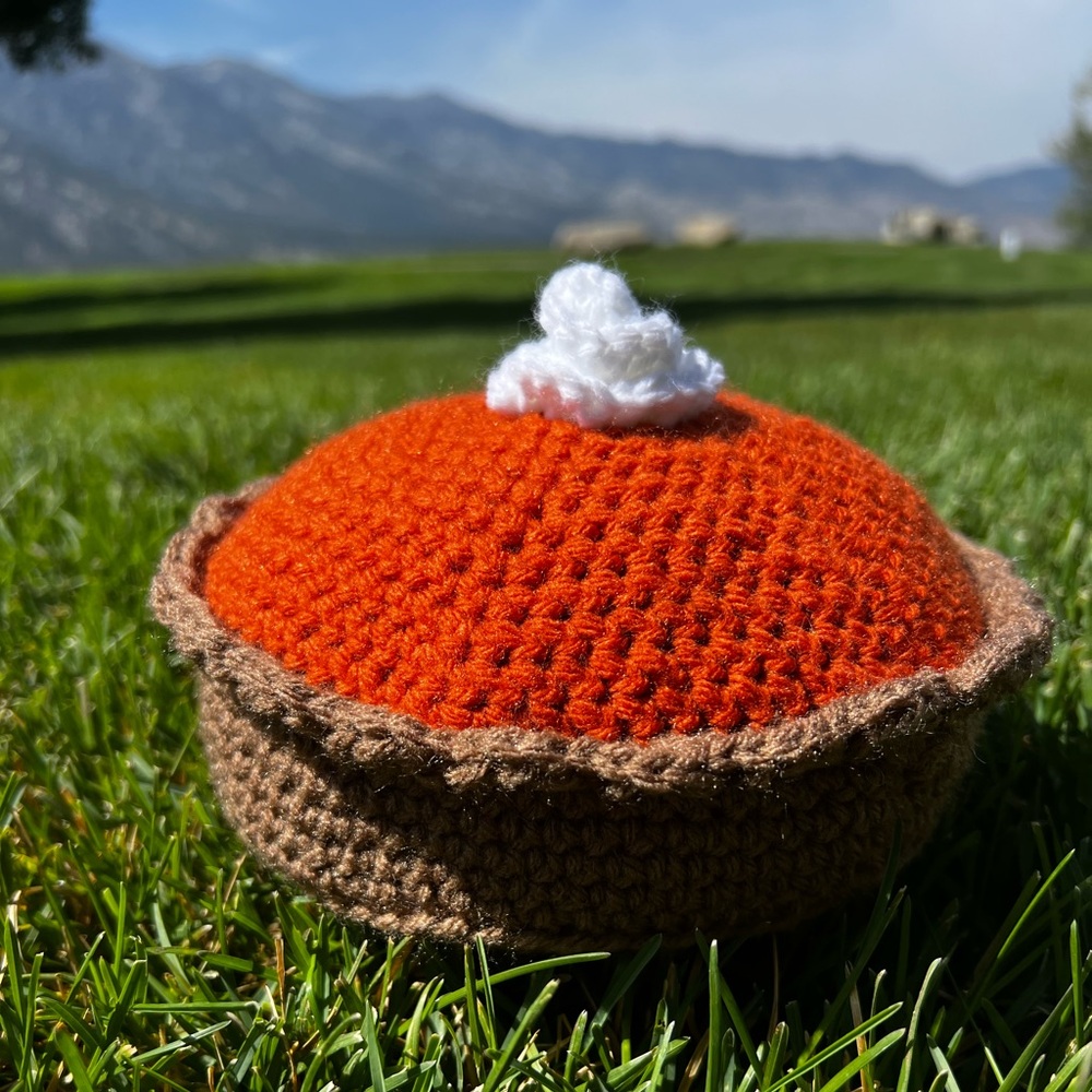 Hand Crocheted Pumpkin Pie Fall Decor Plushie!